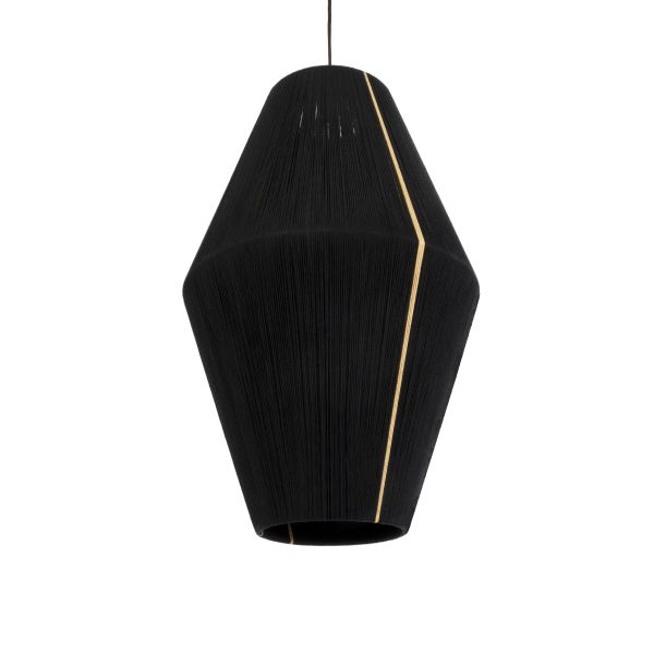 GLOBOSTAR® SALERNO 02078 Boho Κρεμαστό Φωτιστικό Οροφής με Ντουί 1 x E27 AC 220-240V IP20 - Μαύρο & Μπεζ - Μ50 x Π50 x Υ80cm