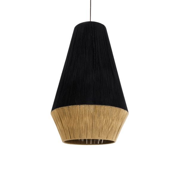 GLOBOSTAR® SALERNO 02080 Boho Κρεμαστό Φωτιστικό Οροφής με Ντουί 1 x E27 AC 220-240V IP20 - Μαύρο & Μπεζ - Μ50 x Π50 x Υ80cm