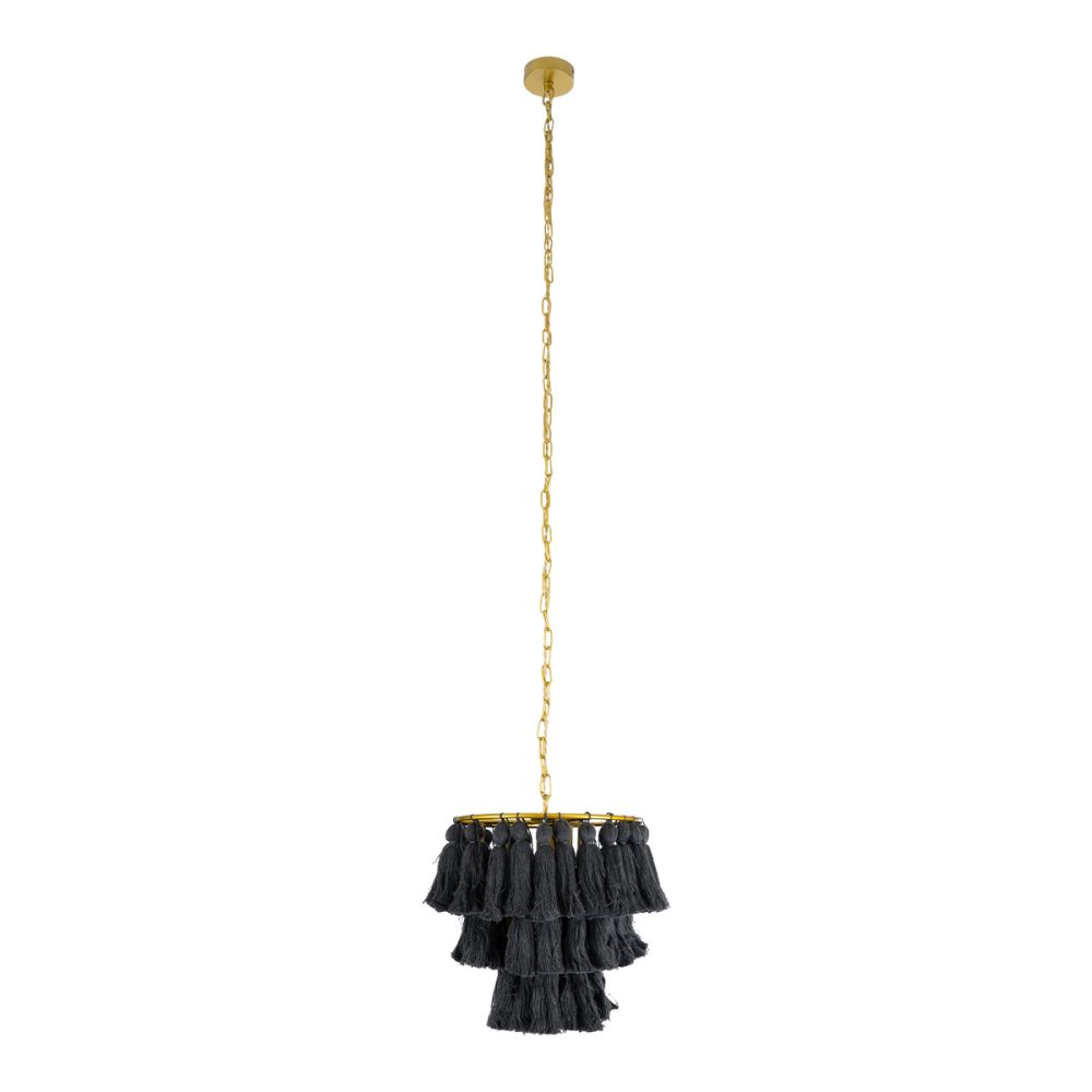 GLOBOSTAR® MISSOULA 02087 Boho Κρεμαστό Φωτιστικό Οροφής με Ντουί 1 x E27 AC 220-240V IP20 - Μαύρο & Χρυσό - Μ30 x Π30 x Υ40cm