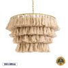 GLOBOSTAR® MISSOULA 02088 Boho Κρεμαστό Φωτιστικό Οροφής με Ντουί 1 x E27 AC 220-240V IP20 - Μπεζ & Χρυσό - Μ60 x Π60 x Υ40cm