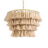 GLOBOSTAR® MISSOULA 02088 Boho Κρεμαστό Φωτιστικό Οροφής με Ντουί 1 x E27 AC 220-240V IP20 - Μπεζ & Χρυσό - Μ60 x Π60 x Υ40cm