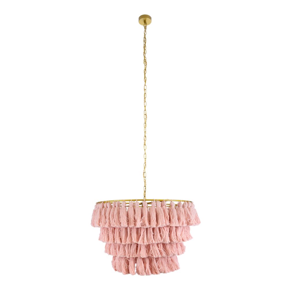 GLOBOSTAR® MISSOULA 02090 Boho Κρεμαστό Φωτιστικό Οροφής με Ντουί 1 x E27 AC 220-240V IP20 - Ροζ & Χρυσό - Μ60 x Π60 x Υ40cm