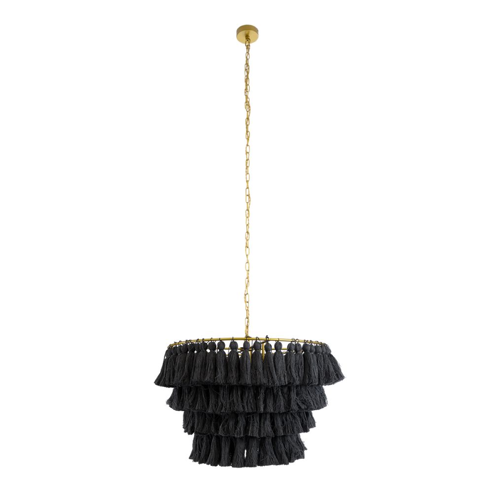 GLOBOSTAR® MISSOULA 02091 Boho Κρεμαστό Φωτιστικό Οροφής με Ντουί 1 x E27 AC 220-240V IP20 - Μαύρο & Χρυσό - Μ60 x Π60 x Υ40cm