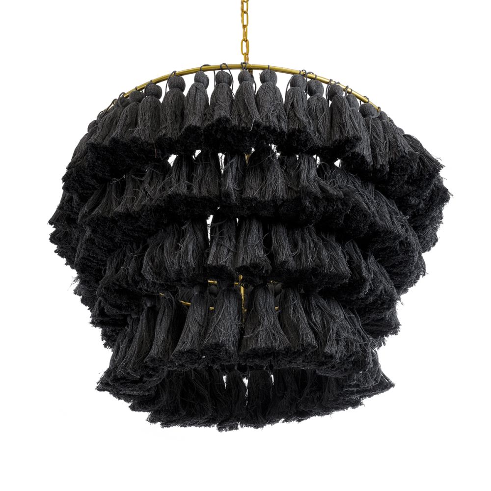 GLOBOSTAR® MISSOULA 02091 Boho Κρεμαστό Φωτιστικό Οροφής με Ντουί 1 x E27 AC 220-240V IP20 - Μαύρο & Χρυσό - Μ60 x Π60 x Υ40cm