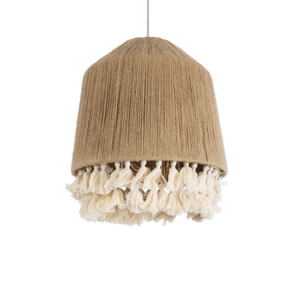 GLOBOSTAR® PUERTORICO 02092 Boho Κρεμαστό Φωτιστικό Οροφής με Ντουί 1 x E27 AC 220-240V IP20 - Μπεζ & Λευκό - Μ40 x Π40 x Υ45cm