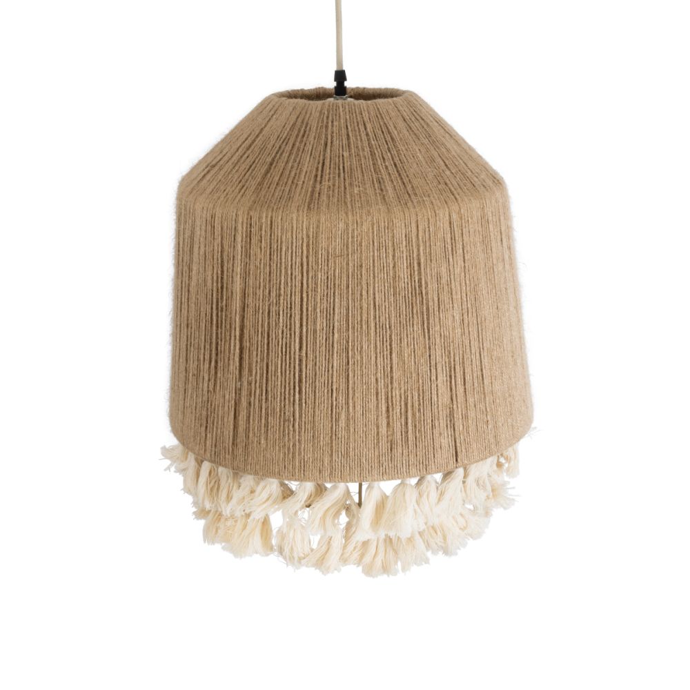 GLOBOSTAR® PUERTORICO 02092 Boho Κρεμαστό Φωτιστικό Οροφής με Ντουί 1 x E27 AC 220-240V IP20 - Μπεζ & Λευκό - Μ40 x Π40 x Υ45cm