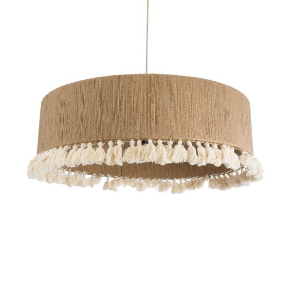 GLOBOSTAR® PUERTORICO 02095 Boho Κρεμαστό Φωτιστικό Οροφής με Ντουί 3 x E27 AC 220-240V IP20 - Μπεζ & Λευκό - Μ80 x Π80 x Υ27cm