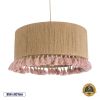 GLOBOSTAR® PUERTORICO 02096 Boho Κρεμαστό Φωτιστικό Οροφής με Ντουί 1 x E27 AC 220-240V IP20 - Μπεζ & Ροζ - Μ50 x Π50 x Υ27cm