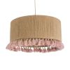 GLOBOSTAR® PUERTORICO 02096 Boho Κρεμαστό Φωτιστικό Οροφής με Ντουί 1 x E27 AC 220-240V IP20 - Μπεζ & Ροζ - Μ50 x Π50 x Υ27cm