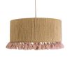 GLOBOSTAR® PUERTORICO 02096 Boho Κρεμαστό Φωτιστικό Οροφής με Ντουί 1 x E27 AC 220-240V IP20 - Μπεζ & Ροζ - Μ50 x Π50 x Υ27cm
