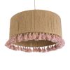 GLOBOSTAR® PUERTORICO 02096 Boho Κρεμαστό Φωτιστικό Οροφής με Ντουί 1 x E27 AC 220-240V IP20 - Μπεζ & Ροζ - Μ50 x Π50 x Υ27cm