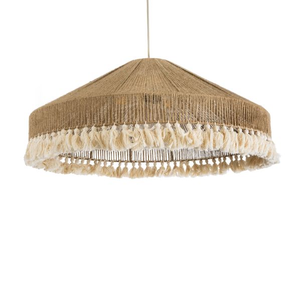 GLOBOSTAR® PUERTORICO 02099 Boho Κρεμαστό Φωτιστικό Οροφής με Ντουί 3 x E27 AC 220-240V IP20 - Μπεζ & Λευκό - Μ80 x Π80 x Υ35cm