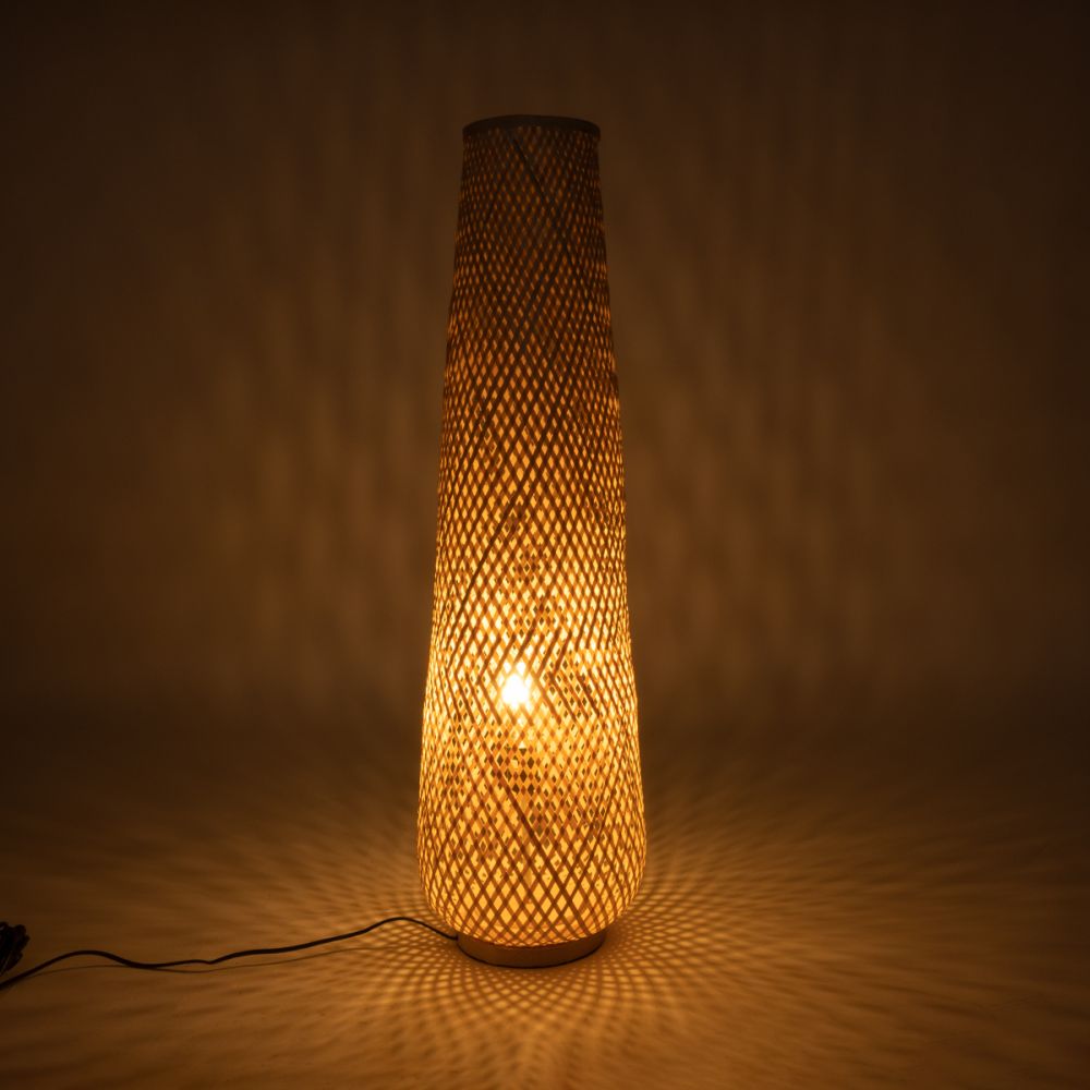 GLOBOSTAR® MAMIZU 02109 Boho Επιδαπέδιο Φωτιστικό με Ντουί 1 x E27 AC 220-240V IP20 - Μπεζ - Μ28 x Π28 x Υ93cm