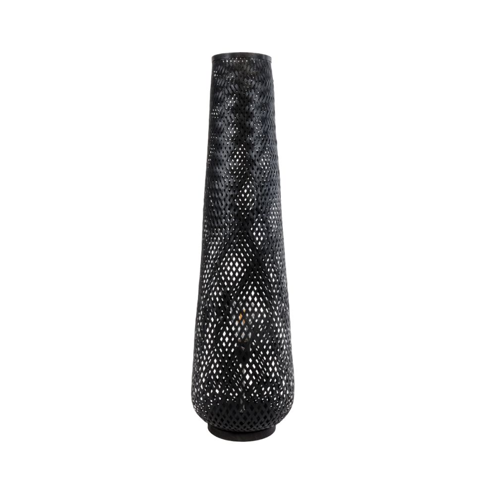 GLOBOSTAR® MAMIZU 02110 Boho Επιδαπέδιο Φωτιστικό με Ντουί 1 x E27 AC 220-240V IP20 - Μαύρο - Μ28 x Π28 x Υ93cm