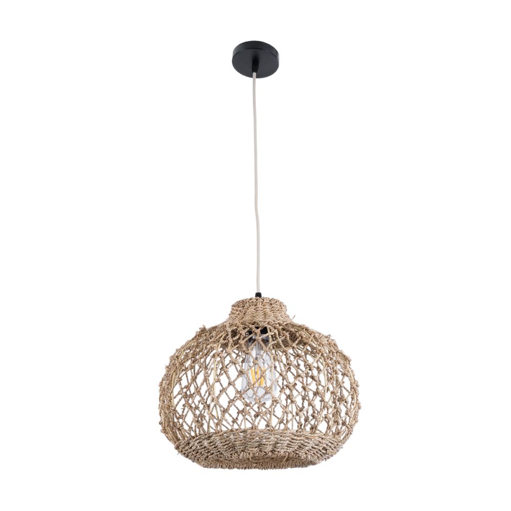 GLOBOSTAR® ECUADOR 02115 Boho Κρεμαστό Φωτιστικό Οροφής με Ντουί 1 x E27 AC 220-240V IP20 - Μπεζ - Μ35 x Π35 x Υ28cm