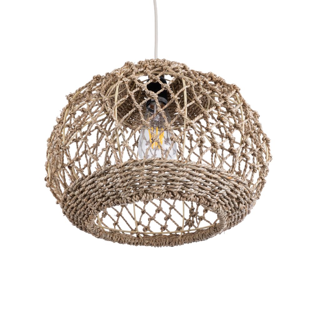 GLOBOSTAR® ECUADOR 02115 Boho Κρεμαστό Φωτιστικό Οροφής με Ντουί 1 x E27 AC 220-240V IP20 - Μπεζ - Μ35 x Π35 x Υ28cm