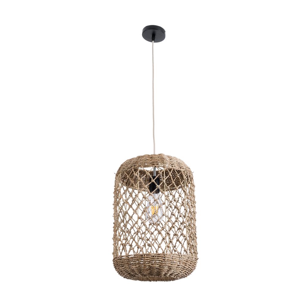 GLOBOSTAR® ECUADOR 02117 Boho Κρεμαστό Φωτιστικό Οροφής με Ντουί 1 x E27 AC 220-240V IP20 - Μπεζ - Μ28 x Π28 x Υ40cm