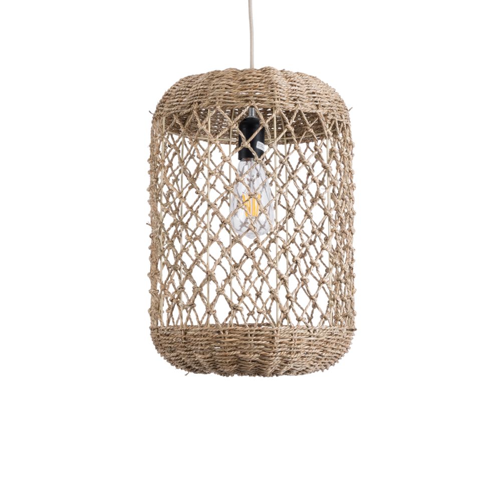 GLOBOSTAR® ECUADOR 02117 Boho Κρεμαστό Φωτιστικό Οροφής με Ντουί 1 x E27 AC 220-240V IP20 - Μπεζ - Μ28 x Π28 x Υ40cm