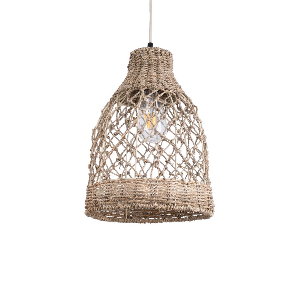 GLOBOSTAR® ECUADOR 02118 Boho Κρεμαστό Φωτιστικό Οροφής με Ντουί 1 x E27 AC 220-240V IP20 - Μπεζ - Μ25 x Π25 x Υ35cm