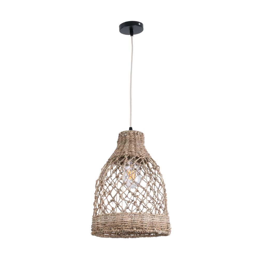 GLOBOSTAR® ECUADOR 02118 Boho Κρεμαστό Φωτιστικό Οροφής με Ντουί 1 x E27 AC 220-240V IP20 - Μπεζ - Μ25 x Π25 x Υ35cm