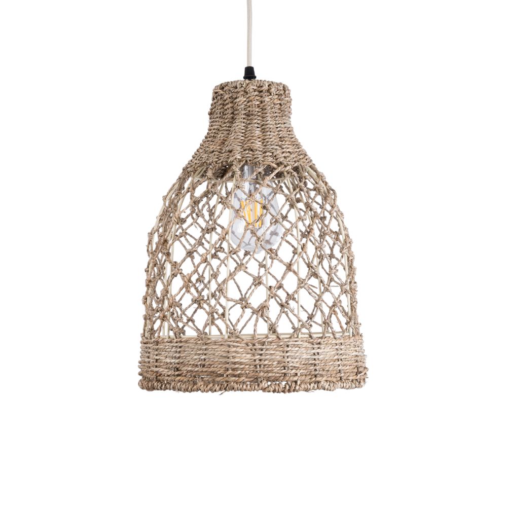 GLOBOSTAR® ECUADOR 02118 Boho Κρεμαστό Φωτιστικό Οροφής με Ντουί 1 x E27 AC 220-240V IP20 - Μπεζ - Μ25 x Π25 x Υ35cm