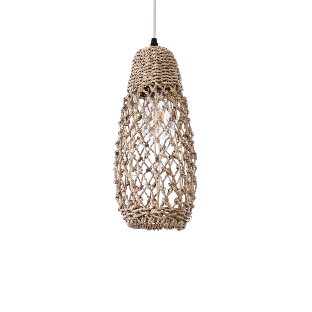 GLOBOSTAR® ECUADOR 02119 Boho Κρεμαστό Φωτιστικό Οροφής με Ντουί 1 x E27 AC 220-240V IP20 - Μπεζ - Μ15 x Π15 x Υ35cm