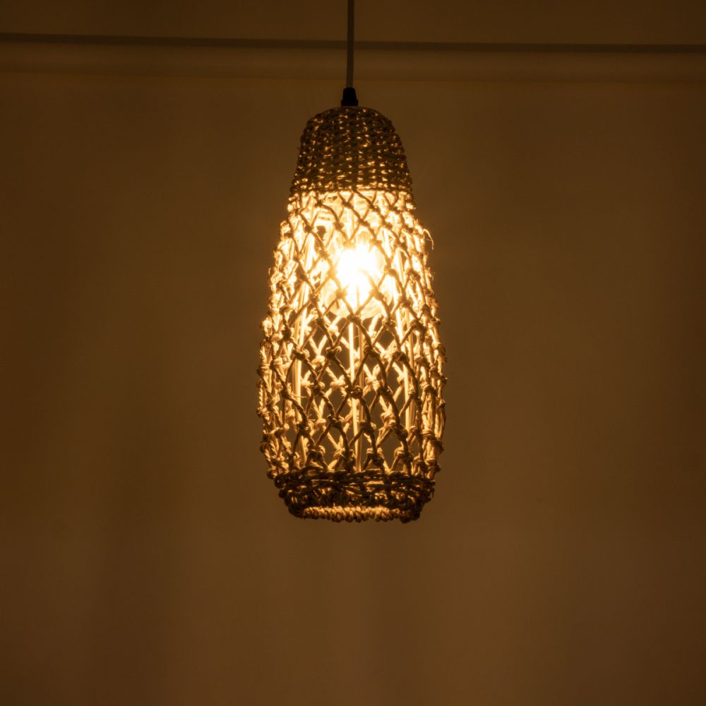 GLOBOSTAR® ECUADOR 02119 Boho Κρεμαστό Φωτιστικό Οροφής με Ντουί 1 x E27 AC 220-240V IP20 - Μπεζ - Μ15 x Π15 x Υ35cm