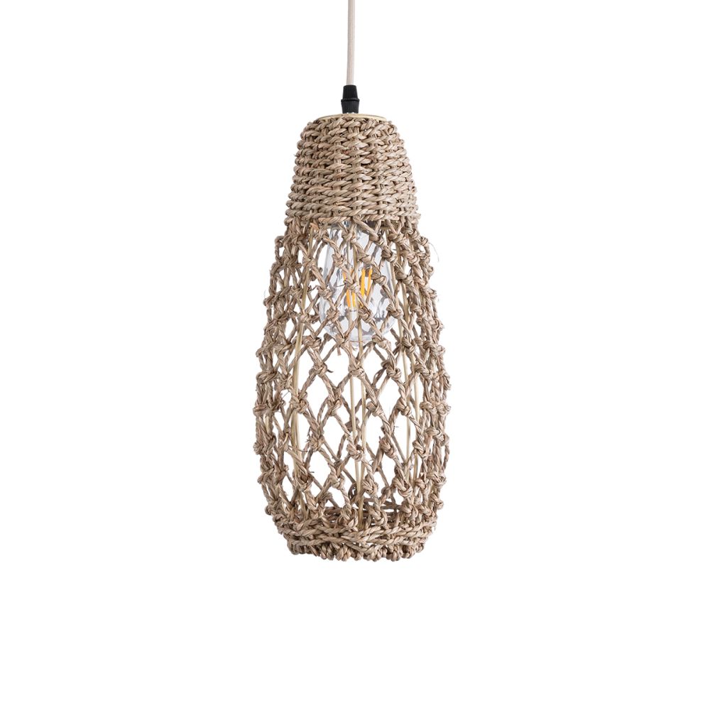 GLOBOSTAR® ECUADOR 02119 Boho Κρεμαστό Φωτιστικό Οροφής με Ντουί 1 x E27 AC 220-240V IP20 - Μπεζ - Μ15 x Π15 x Υ35cm