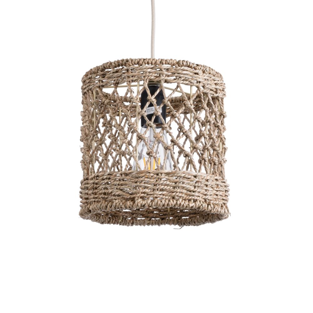 GLOBOSTAR® ECUADOR 02120 Boho Κρεμαστό Φωτιστικό Οροφής με Ντουί 1 x E27 AC 220-240V IP20 - Μπεζ - Μ20 x Π20 x Υ20cm