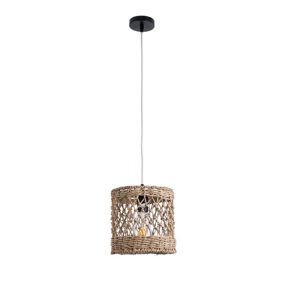 GLOBOSTAR® ECUADOR 02120 Boho Κρεμαστό Φωτιστικό Οροφής με Ντουί 1 x E27 AC 220-240V IP20 - Μπεζ - Μ20 x Π20 x Υ20cm