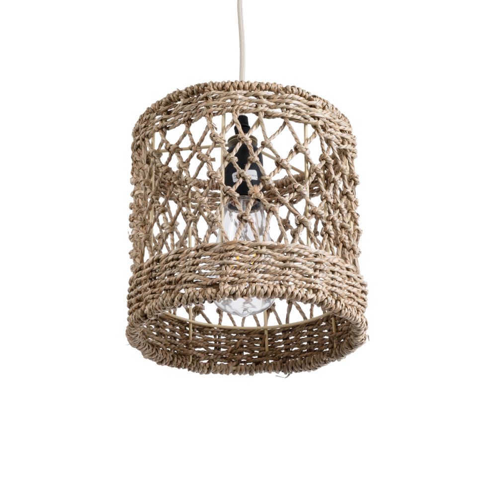 GLOBOSTAR® ECUADOR 02120 Boho Κρεμαστό Φωτιστικό Οροφής με Ντουί 1 x E27 AC 220-240V IP20 - Μπεζ - Μ20 x Π20 x Υ20cm