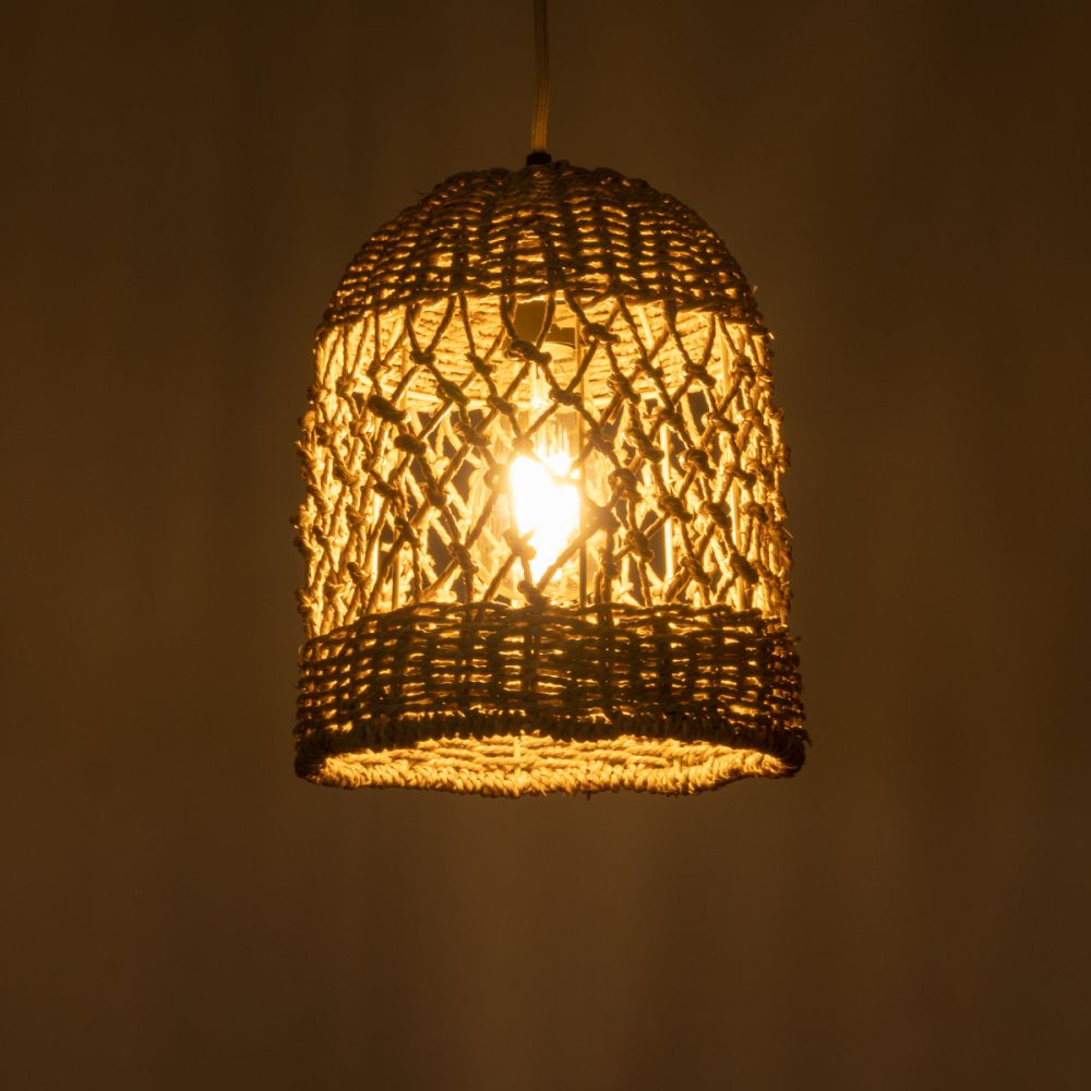 GLOBOSTAR® ECUADOR 02121 Boho Κρεμαστό Φωτιστικό Οροφής με Ντουί 1 x E27 AC 220-240V IP20 - Μπεζ - Μ20 x Π20 x Υ25cm