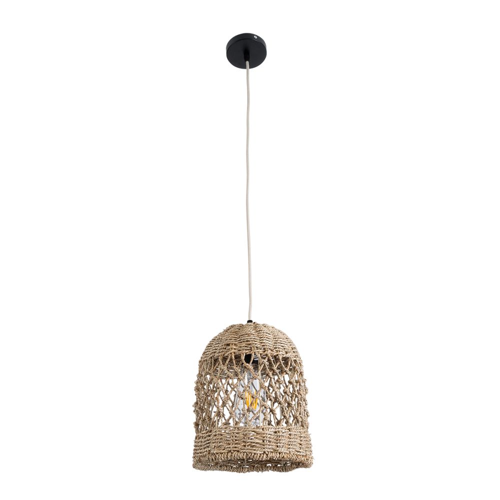 GLOBOSTAR® ECUADOR 02121 Boho Κρεμαστό Φωτιστικό Οροφής με Ντουί 1 x E27 AC 220-240V IP20 - Μπεζ - Μ20 x Π20 x Υ25cm