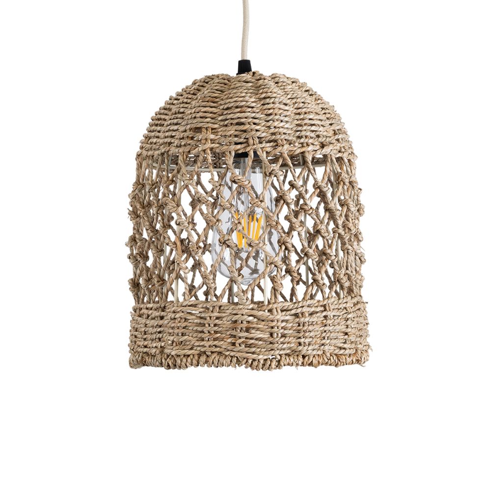GLOBOSTAR® ECUADOR 02121 Boho Κρεμαστό Φωτιστικό Οροφής με Ντουί 1 x E27 AC 220-240V IP20 - Μπεζ - Μ20 x Π20 x Υ25cm