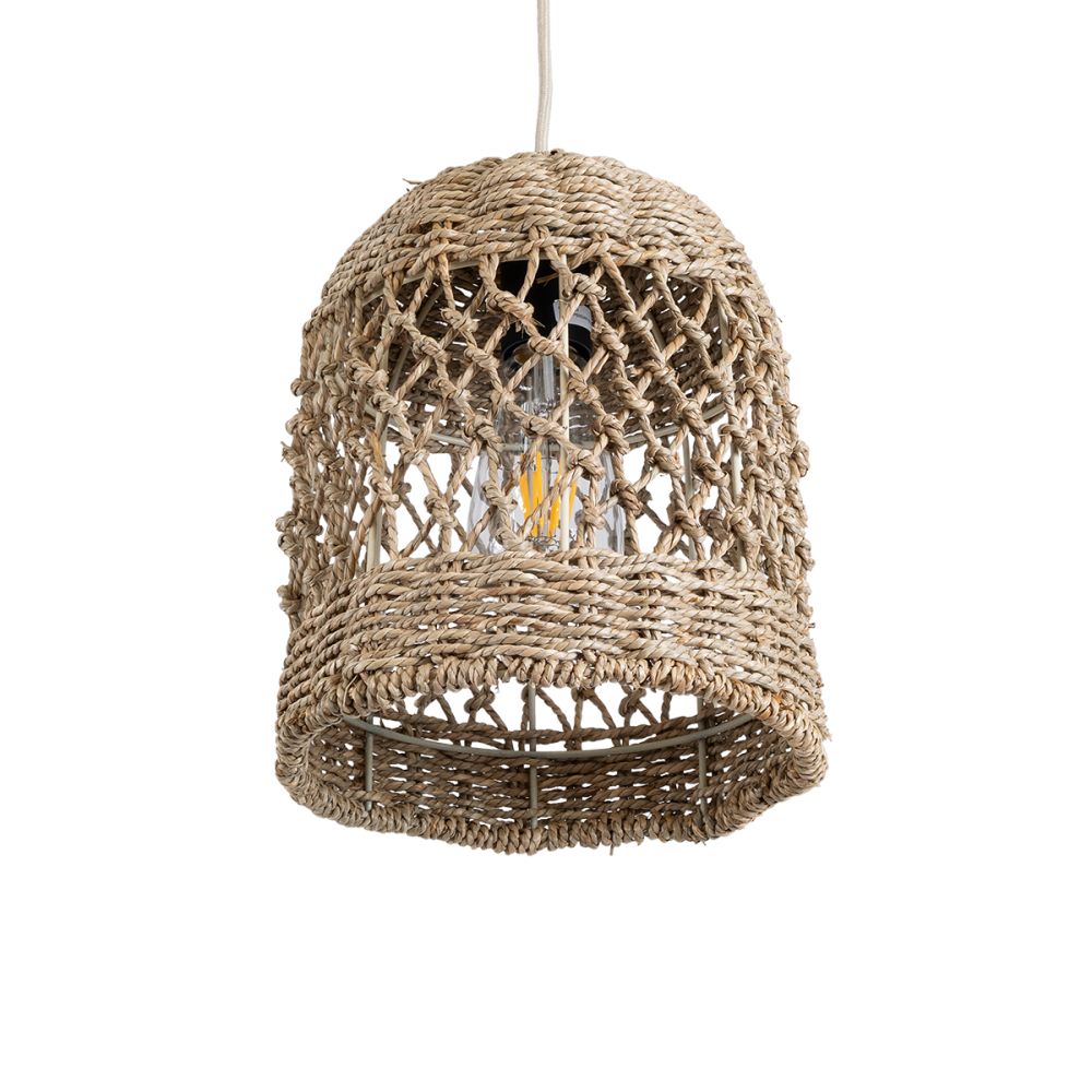 GLOBOSTAR® ECUADOR 02121 Boho Κρεμαστό Φωτιστικό Οροφής με Ντουί 1 x E27 AC 220-240V IP20 - Μπεζ - Μ20 x Π20 x Υ25cm