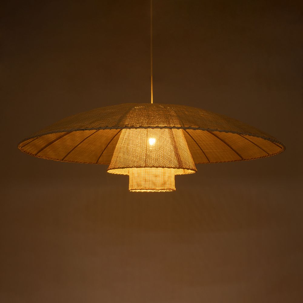 GLOBOSTAR® ZORA 02140 Boho Κρεμαστό Φωτιστικό Οροφής με Ντουί 1 x E27 AC 220-240V IP20 - Μπεζ - Μ120 x Π120 x Υ40cm