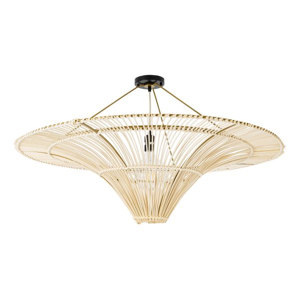 GLOBOSTAR® PALERMO 02153 Boho Φωτιστικό Οροφής με Ντουί 1 x E27 AC 220-240V IP20 - Μπεζ - Μ100 x Π100 x Υ55cm