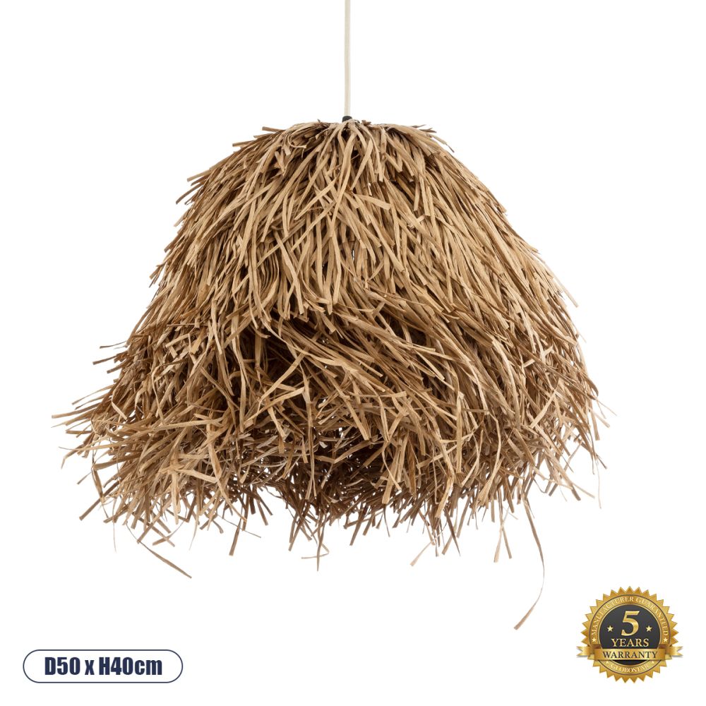 GLOBOSTAR® GUADELOUPE 02157 Boho Κρεμαστό Φωτιστικό Οροφής με Ντουί 1 x E27 AC 220-240V IP20 - Μπεζ - Μ50 x Π50 x Υ40cm
