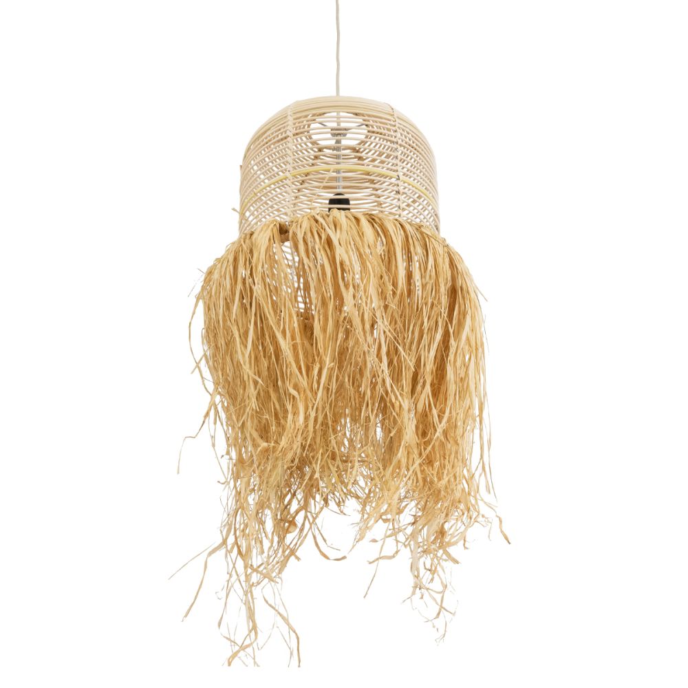 GLOBOSTAR® BASSETERRE 02162 Boho Κρεμαστό Φωτιστικό Οροφής με Ντουί 1 x E27 AC 220-240V IP20 - Μπεζ - Μ35 x Π35 x Υ60cm