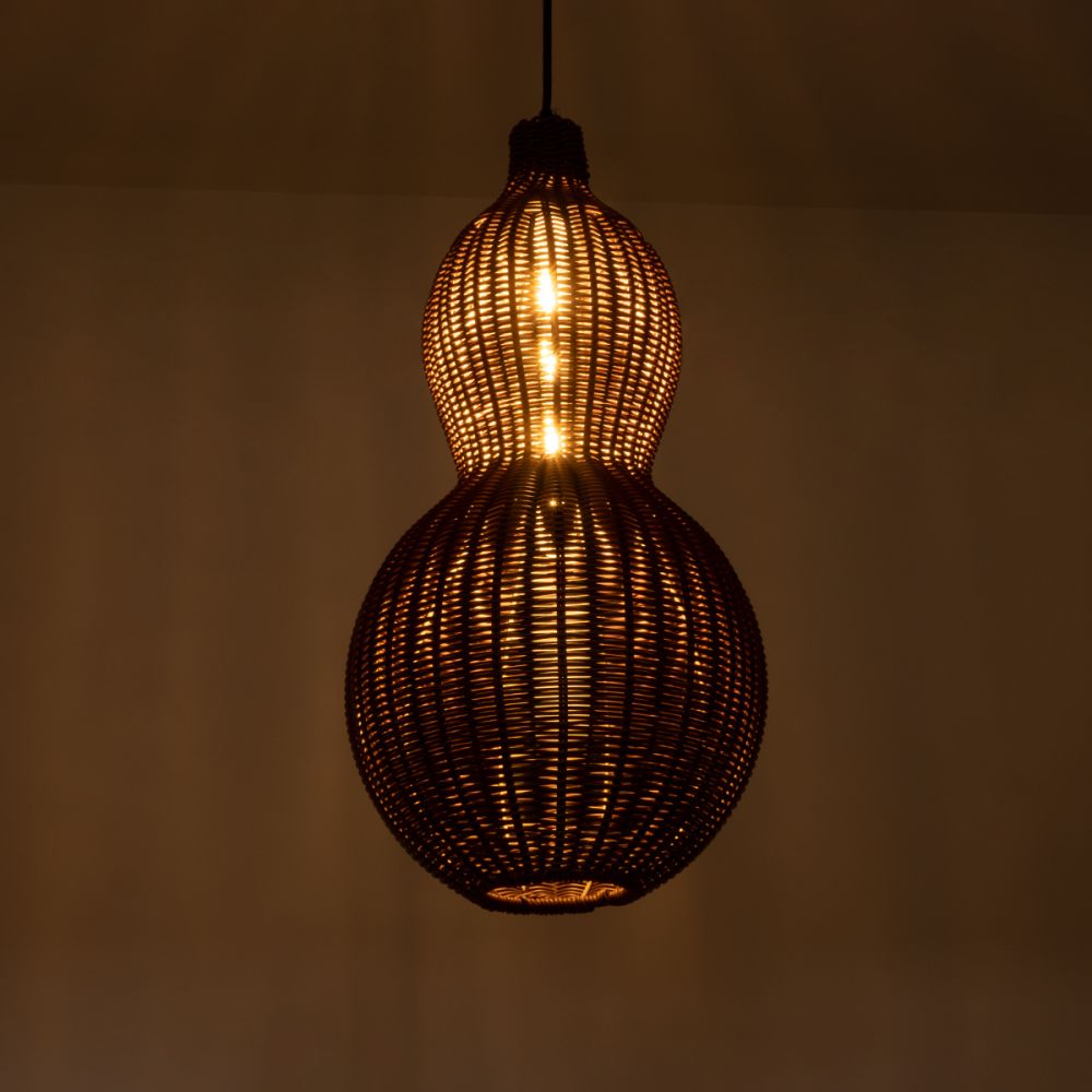 GLOBOSTAR® KINGSTOWN 02169 Boho Κρεμαστό Φωτιστικό Οροφής με Ντουί 1 x E27 AC 220-240V IP20 - Καφέ - Μ30 x Π30 x Υ60cm