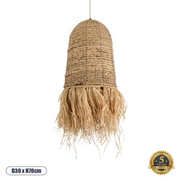 GLOBOSTAR® PORTOFERRAIO 02170 Boho Κρεμαστό Φωτιστικό Οροφής με Ντουί 1 x E27 AC 220-240V IP20 - Μπεζ - Μ30 x Π30 x Υ70cm