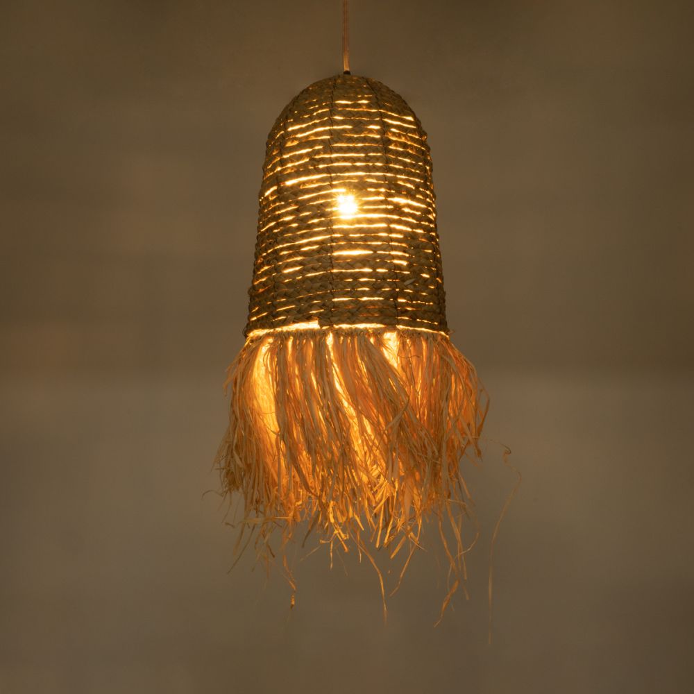 GLOBOSTAR® PORTOFERRAIO 02170 Boho Κρεμαστό Φωτιστικό Οροφής με Ντουί 1 x E27 AC 220-240V IP20 - Μπεζ - Μ30 x Π30 x Υ70cm