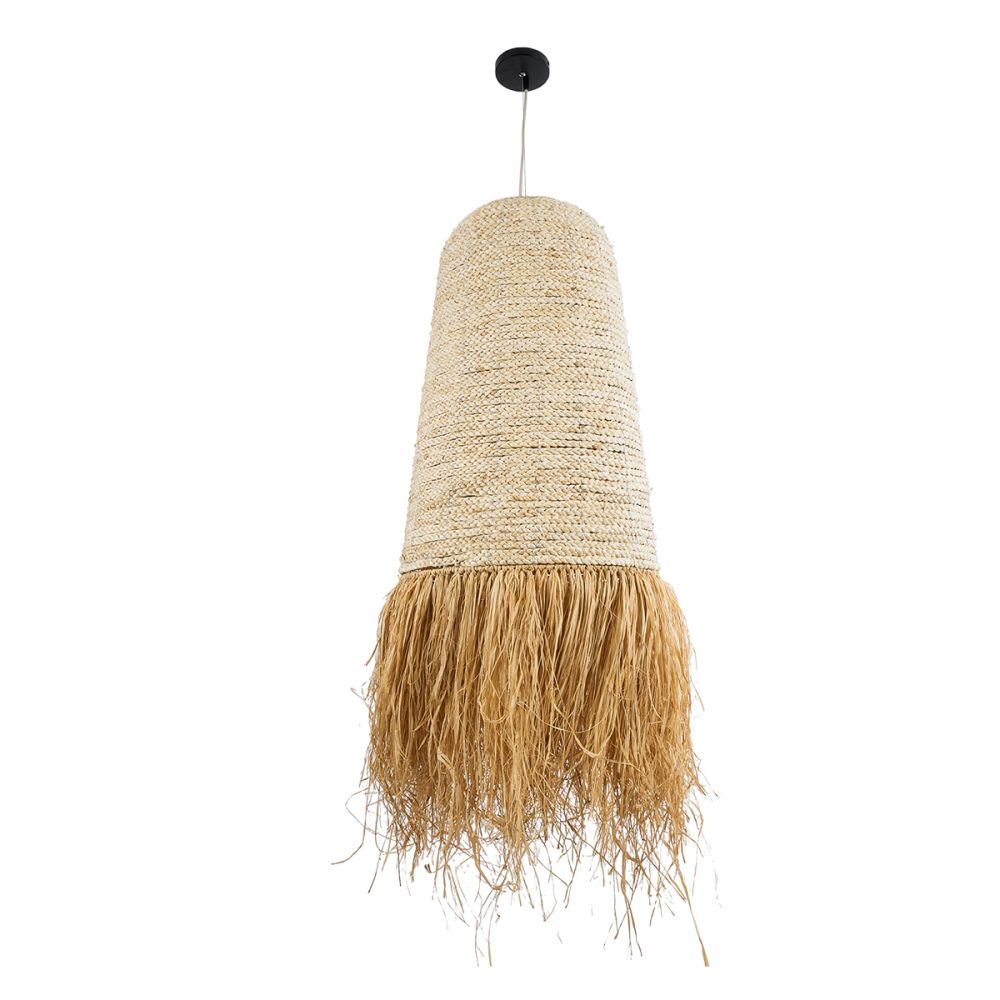 GLOBOSTAR® LETA 02171 Boho Κρεμαστό Φωτιστικό Οροφής με Ντουί 1 x E27 AC 220-240V IP20 - Μπεζ - Μ50 x Π50 x Υ150cm
