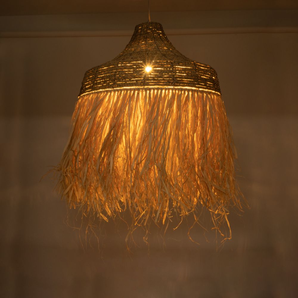 GLOBOSTAR® PORTOFERRAIO 02186 Boho Κρεμαστό Φωτιστικό Οροφής με Ντουί 1 x E27 AC 220-240V IP20 - Μπεζ - Μ80 x Π80 x Υ120cm