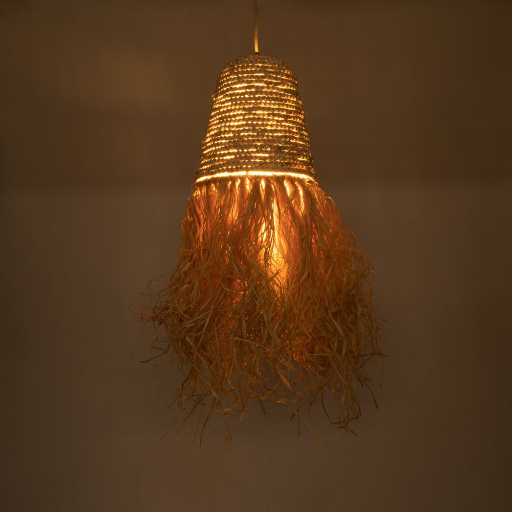 GLOBOSTAR® LETA 02189 Boho Κρεμαστό Φωτιστικό Οροφής με Ντουί 1 x E27 AC 220-240V IP20 - Μπεζ - Μ34 x Π34 x Υ70cm