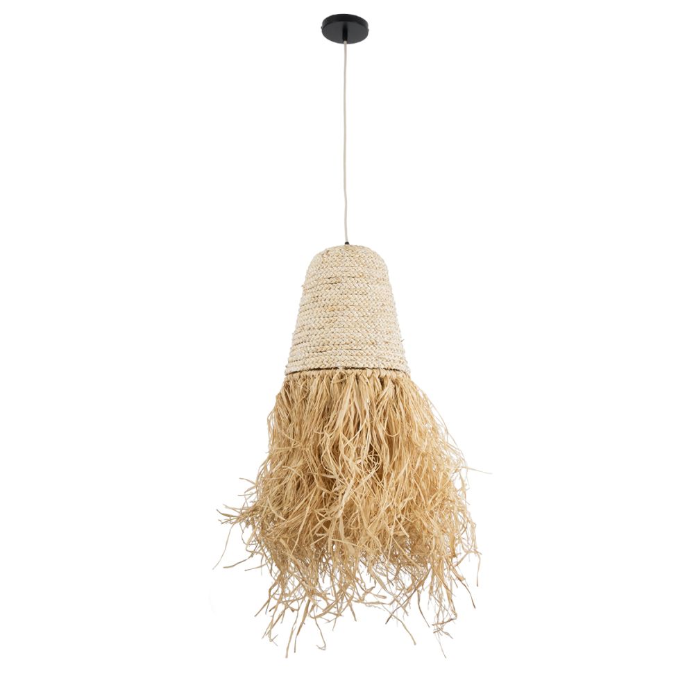 GLOBOSTAR® LETA 02189 Boho Κρεμαστό Φωτιστικό Οροφής με Ντουί 1 x E27 AC 220-240V IP20 - Μπεζ - Μ34 x Π34 x Υ70cm