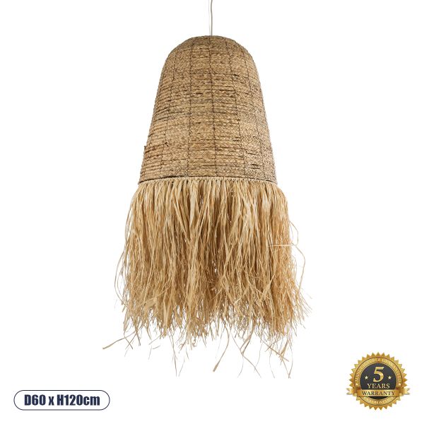 GLOBOSTAR® PORTOFERRAIO 02190 Boho Κρεμαστό Φωτιστικό Οροφής με Ντουί 1 x E27 AC 220-240V IP20 - Μπεζ - Μ60 x Π60 x Υ120cm