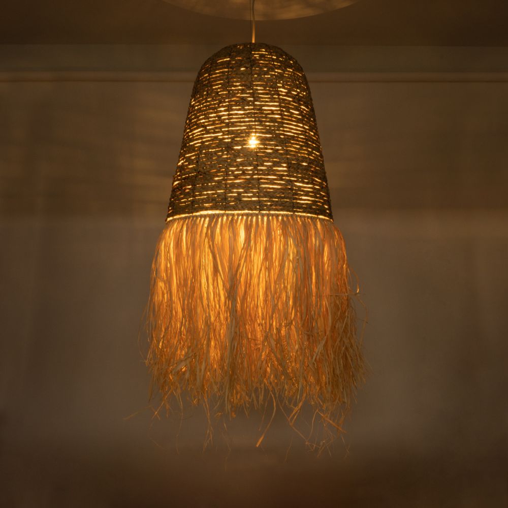 GLOBOSTAR® PORTOFERRAIO 02190 Boho Κρεμαστό Φωτιστικό Οροφής με Ντουί 1 x E27 AC 220-240V IP20 - Μπεζ - Μ60 x Π60 x Υ120cm