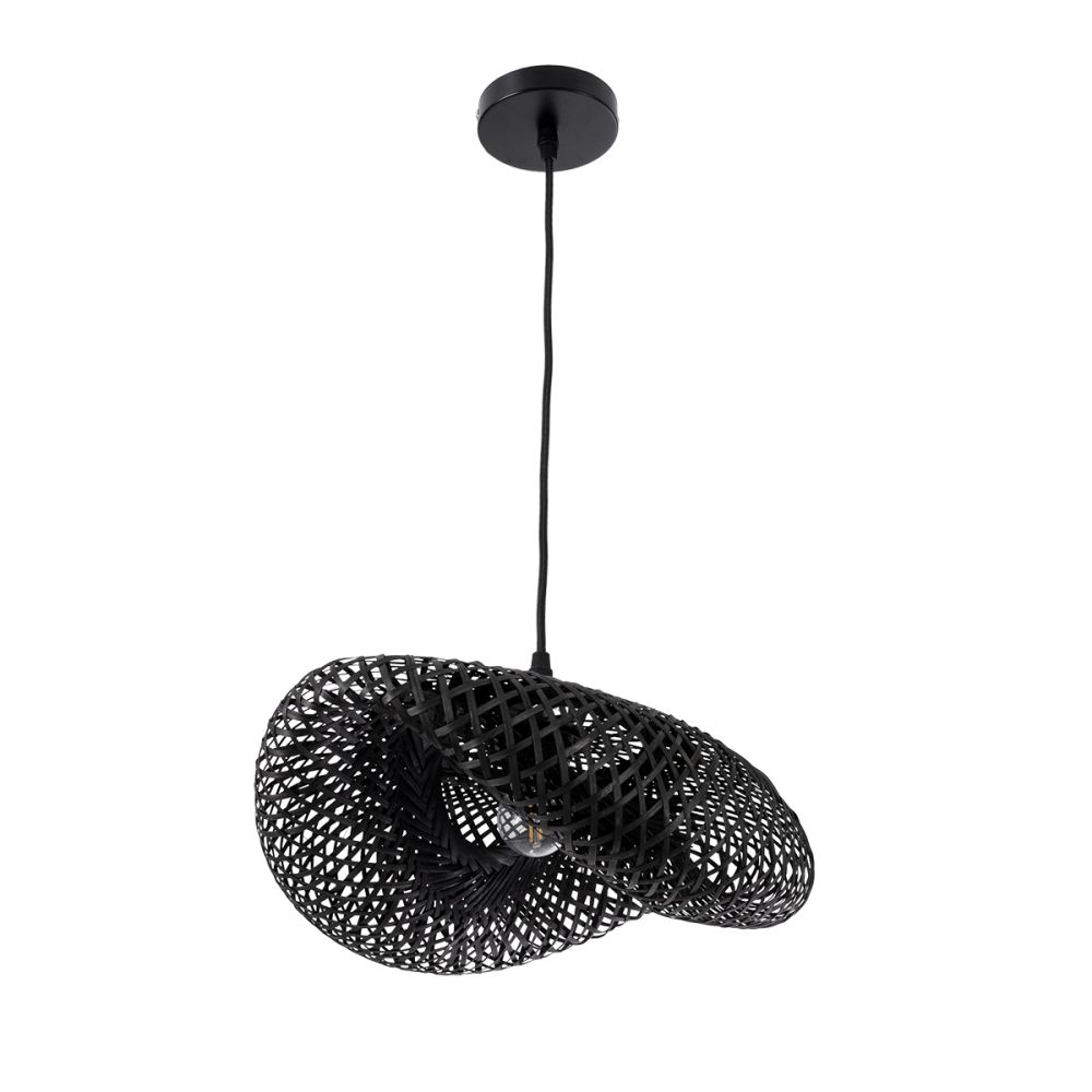 GLOBOSTAR® MEXICO 02200 Boho Κρεμαστό Φωτιστικό Οροφής με Ντουί 1 x E27 AC 220-240V IP20 - Μαύρο - Μ40 x Π30 x Υ13cm