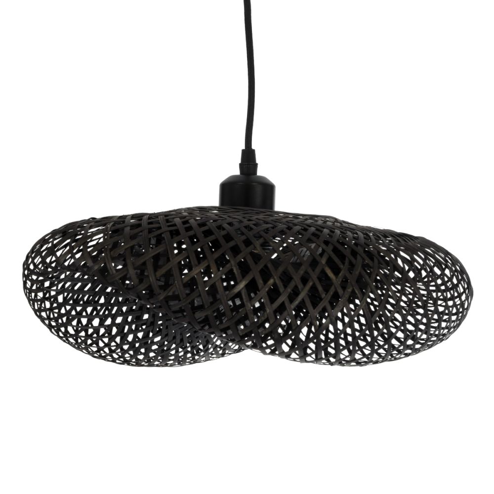 GLOBOSTAR® MEXICO 02200 Boho Κρεμαστό Φωτιστικό Οροφής με Ντουί 1 x E27 AC 220-240V IP20 - Μαύρο - Μ40 x Π30 x Υ13cm